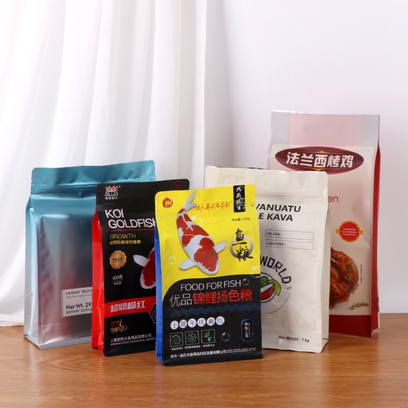 생선 식품 플랫 바텀 백